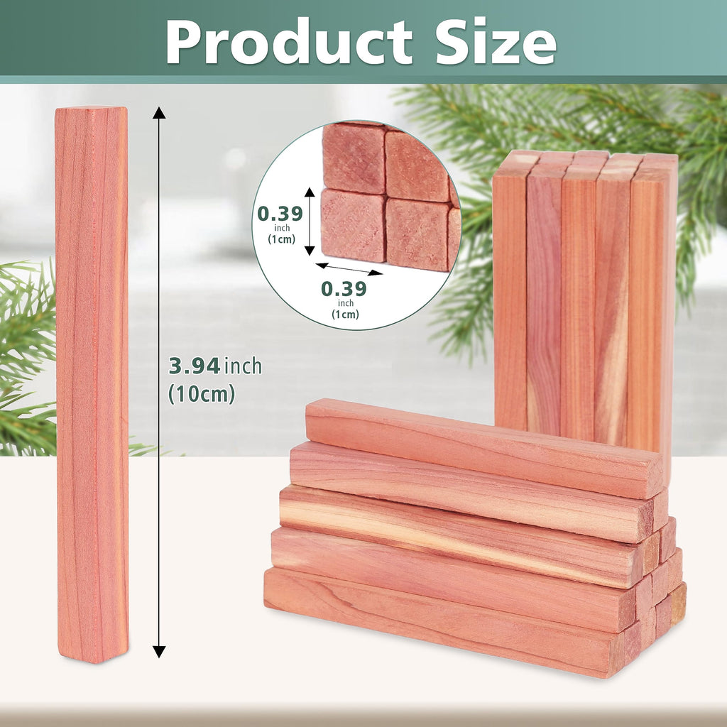 Natural Cedar Blocks 50PCS for Clothes Protection, Red Cedar Wood Chips for Closet Drawer Shelf Storage, Moth Repellent Scented Sticks, Brown