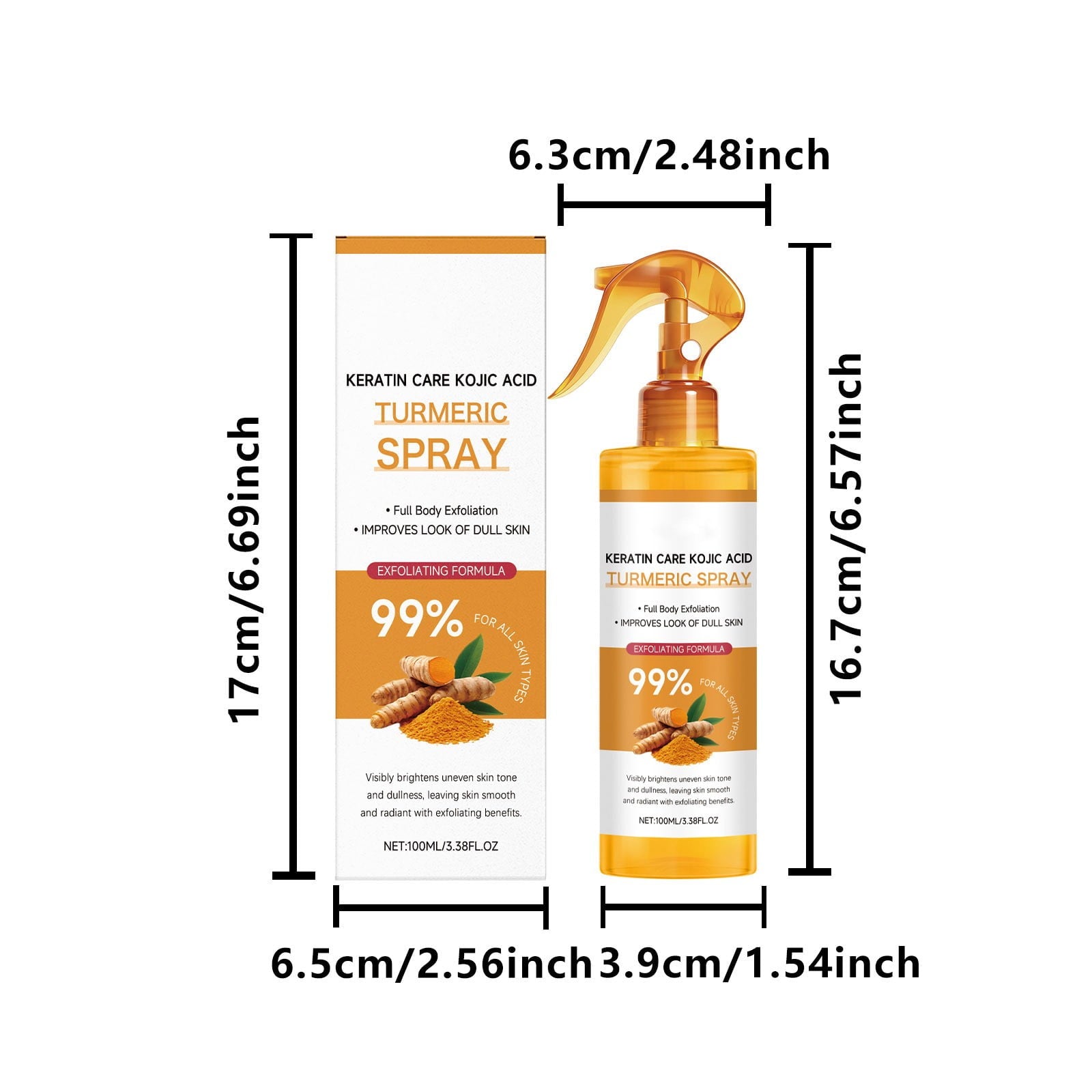 Beauty Products for Women, Turmeric Exfoliating Spray Needs No Tools To Gently And Purify Cutin Care Spray Is A Portable And Easy To Absorb Care Product 100ml