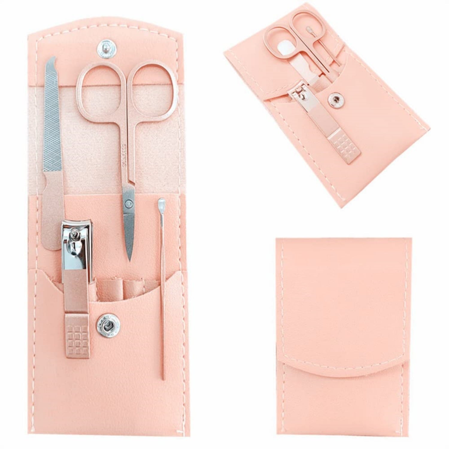 Manicure Set, Professional Women Nail Clippers Kit 4PCS， Stainless Steel Nail Cutter Care Tools Professional Grooming Kits, PU Leather Travel Case