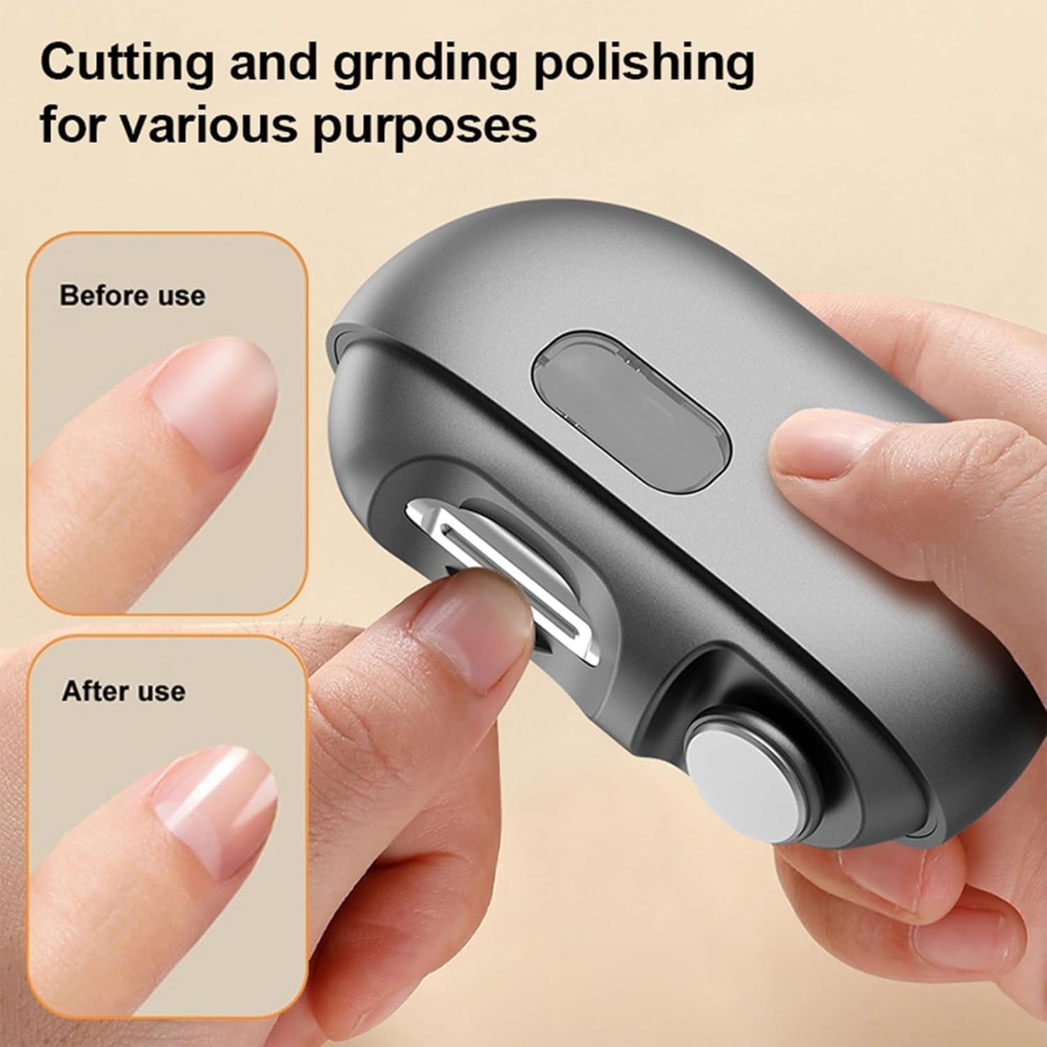 Vueeze Easyclip Smart Nail Clipper, Integrated Shear/Grinding System, Multi Function Electric Nail Clipper, Automatic Nails Clippers with Auxiliary Lighting for Thick Toenails