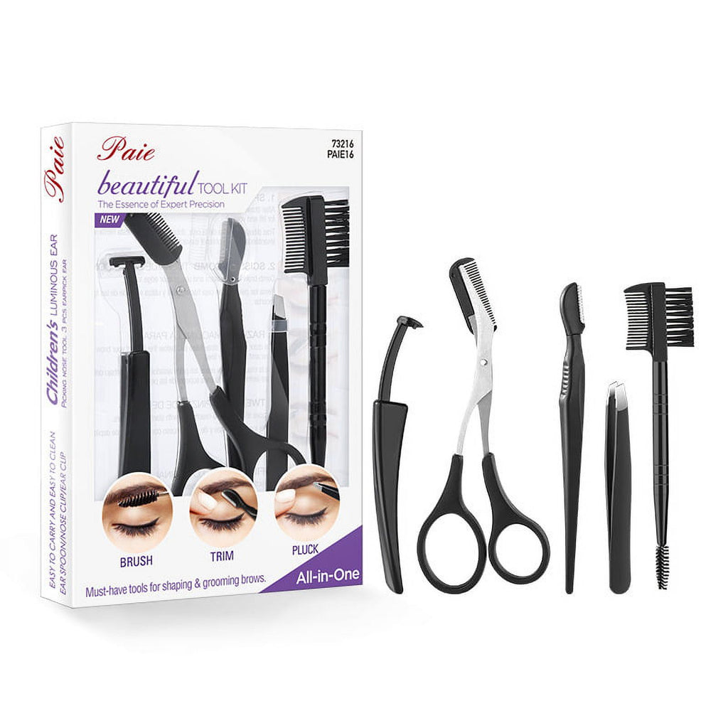 5Pcs/Set Beauty Makeup Beauty Tools Eyebrow Trimming Small Scissors Stainless Steel Eyebrow Scraper Eyebrow Comb Eyebrow Clip Eyebrow Clipper Eyebrow Trimming Scissors Set