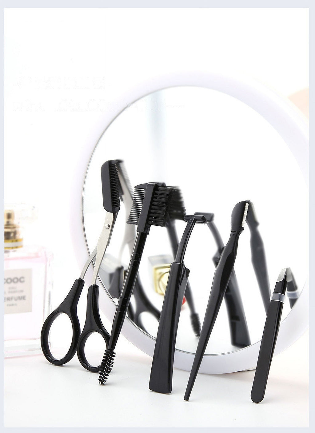 5Pcs/Set Beauty Makeup Beauty Tools Eyebrow Trimming Small Scissors Stainless Steel Eyebrow Scraper Eyebrow Comb Eyebrow Clip Eyebrow Clipper Eyebrow Trimming Scissors Set