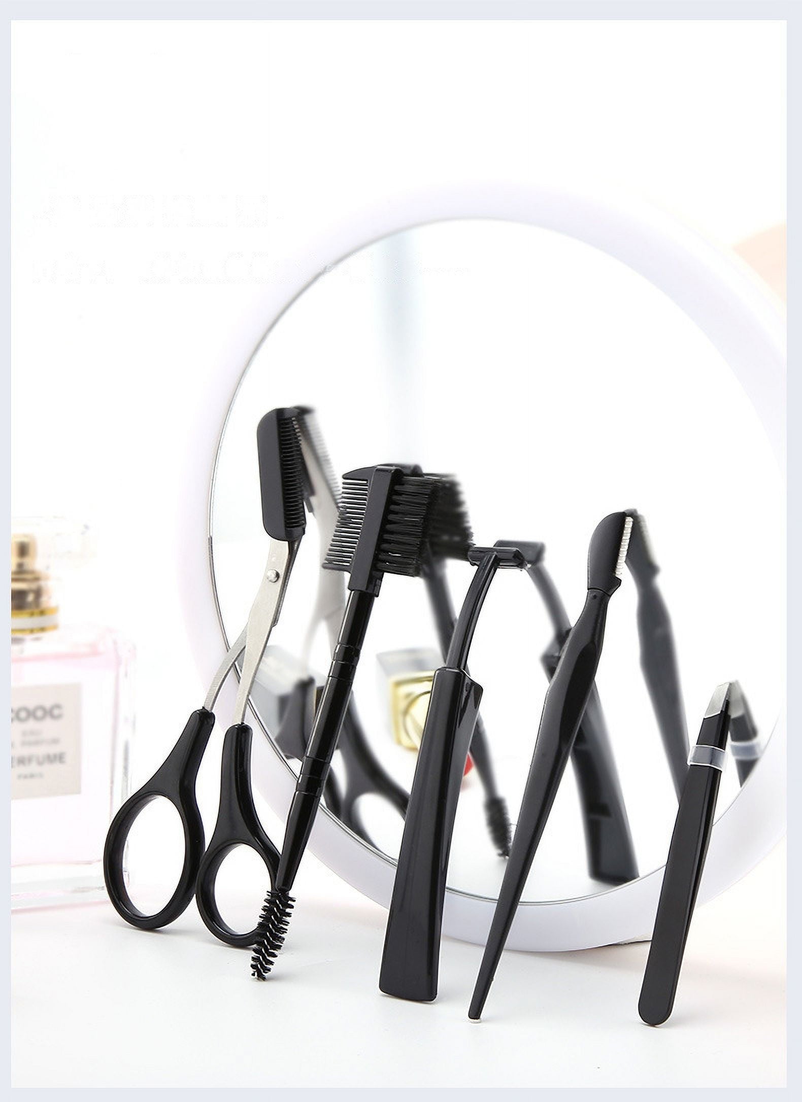 5Pcs/Set Beauty Makeup Beauty Tools Eyebrow Trimming Small Scissors Stainless Steel Eyebrow Scraper Eyebrow Comb Eyebrow Clip Eyebrow Clipper Eyebrow Trimming Scissors Set