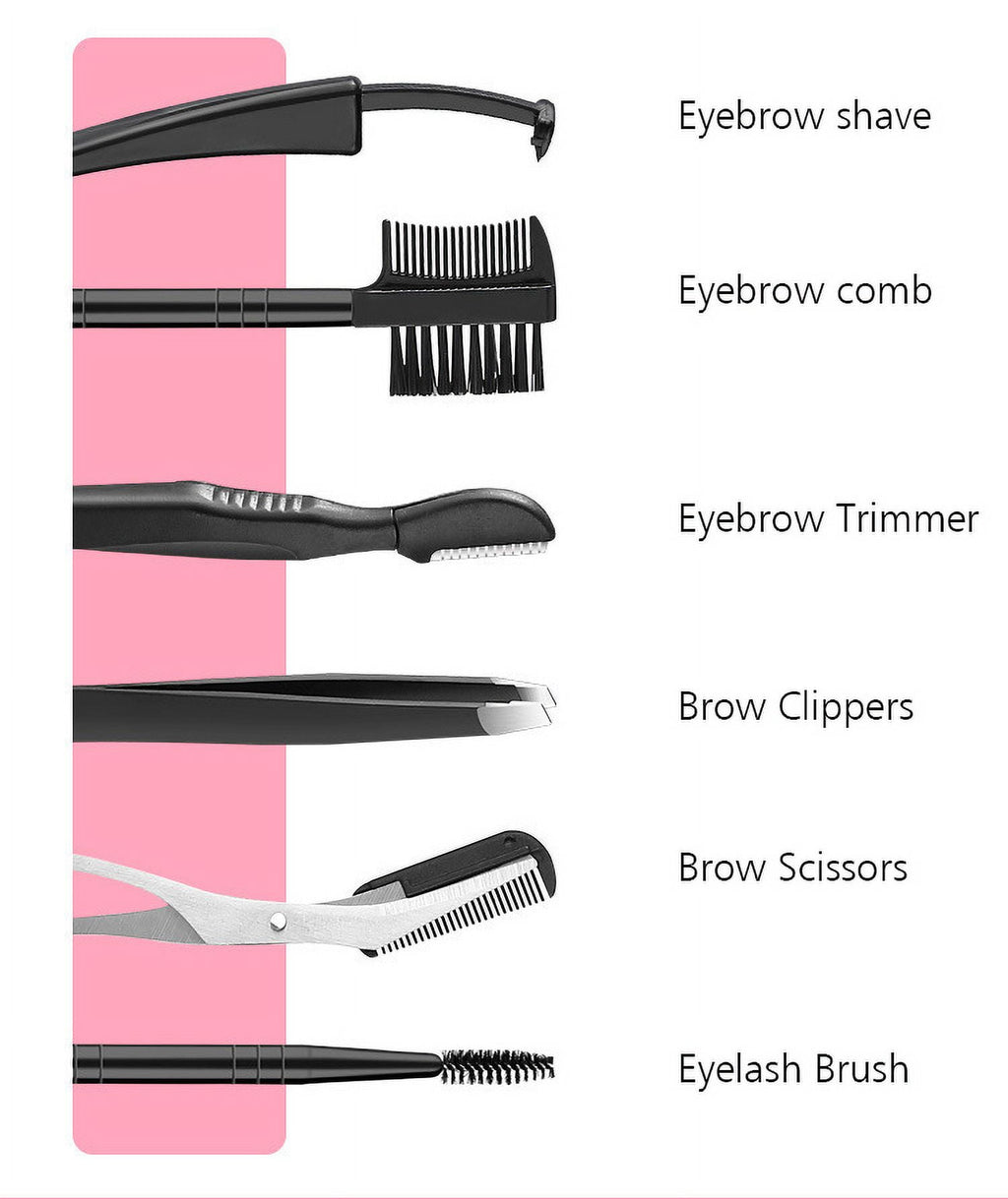 5Pcs/Set Beauty Makeup Beauty Tools Eyebrow Trimming Small Scissors Stainless Steel Eyebrow Scraper Eyebrow Comb Eyebrow Clip Eyebrow Clipper Eyebrow Trimming Scissors Set