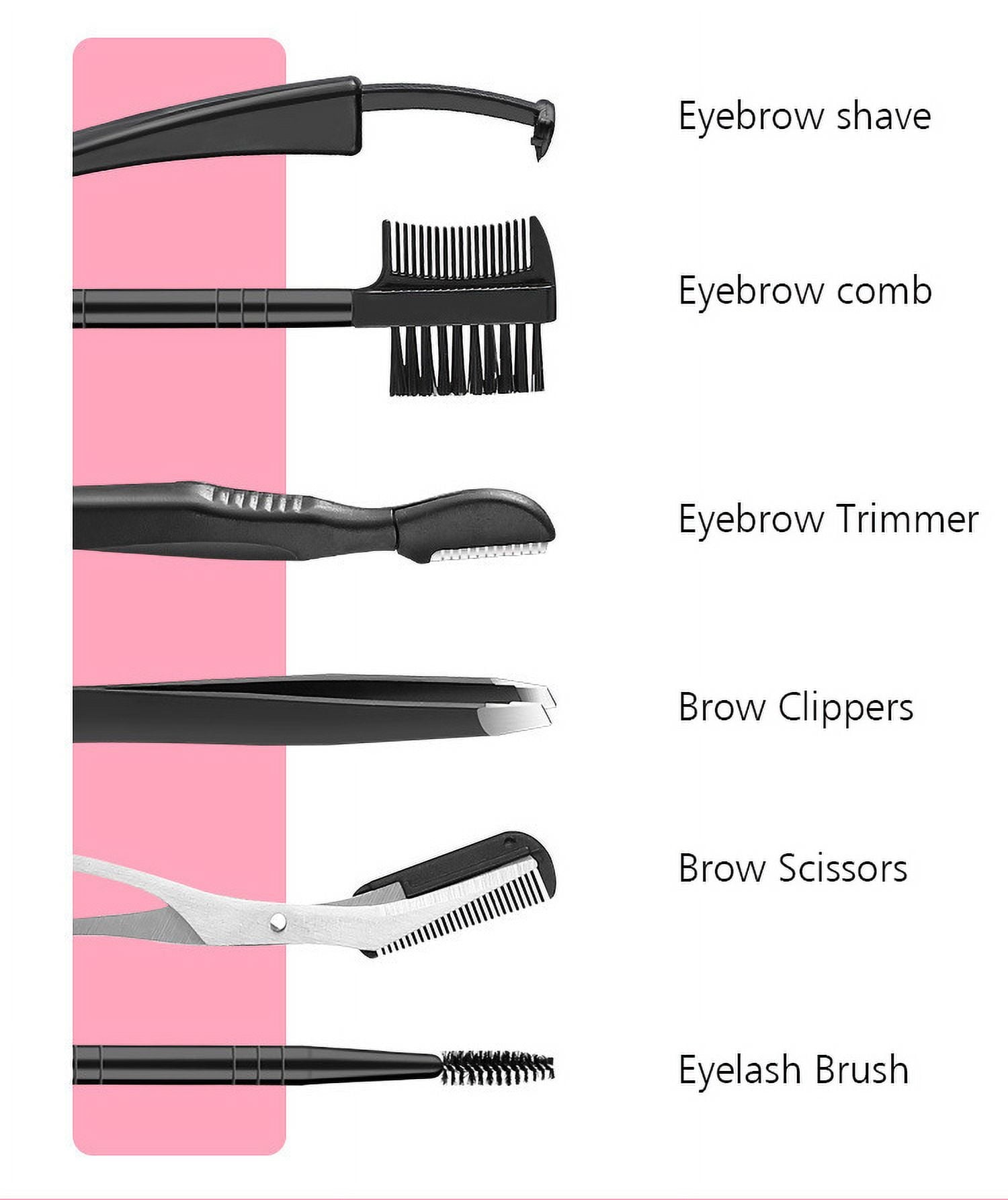 5Pcs/Set Beauty Makeup Beauty Tools Eyebrow Trimming Small Scissors Stainless Steel Eyebrow Scraper Eyebrow Comb Eyebrow Clip Eyebrow Clipper Eyebrow Trimming Scissors Set