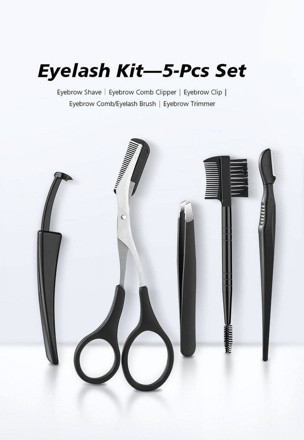 5Pcs/Set Beauty Makeup Beauty Tools Eyebrow Trimming Small Scissors Stainless Steel Eyebrow Scraper Eyebrow Comb Eyebrow Clip Eyebrow Clipper Eyebrow Trimming Scissors Set