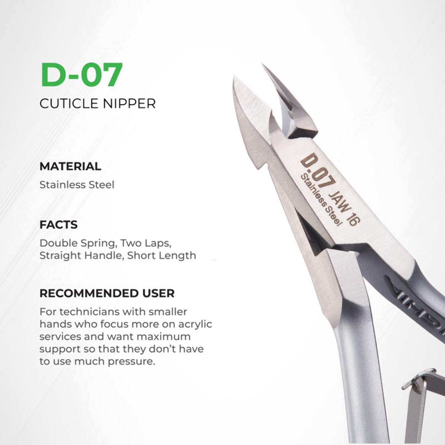 Cuticle Nipper - D-07-16 (Stainless Steel)