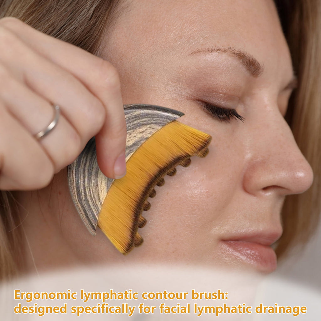 Lymphatic Contour Face Brush, Dry Brush for Lymphatic Drainage, Dry Brushing Face Brush, Chin &amp; Jawline Sculpting Fit the Skin Precisely and Relieve Fatigue (3PCS)