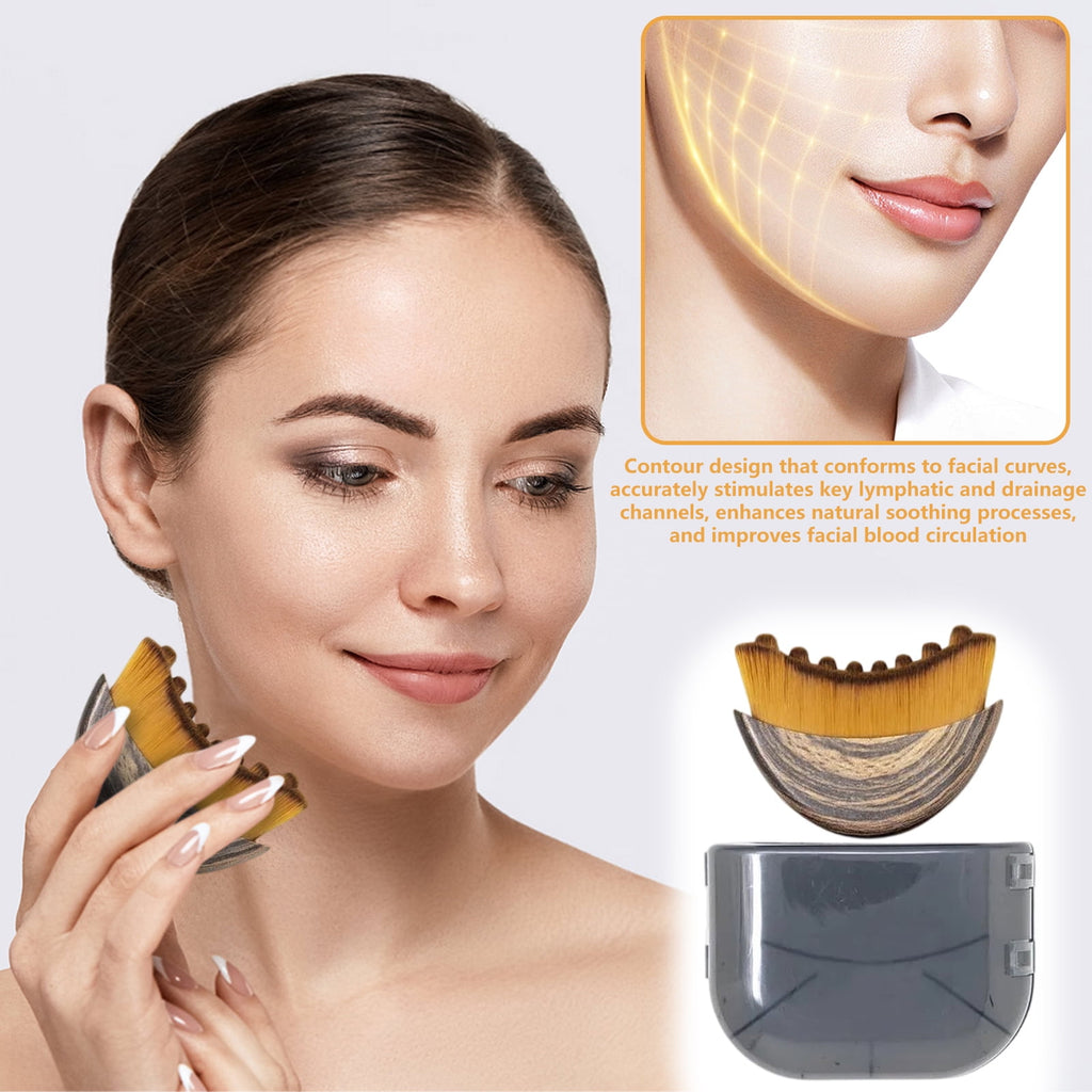 Lymphatic Contour Face Brush, Dry Brush for Lymphatic Drainage, Dry Brushing Face Brush, Chin &amp; Jawline Sculpting Fit the Skin Precisely and Relieve Fatigue (3PCS)