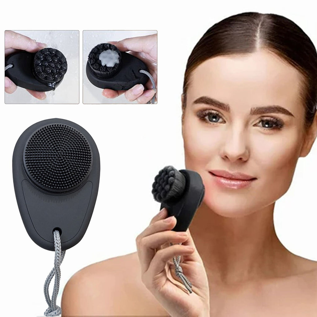 Facial Cleansing Brush 2 in 1 for Face Exfoliation Silicone Face Scrubber for Men Soft Microfiber Face Scrub Brush