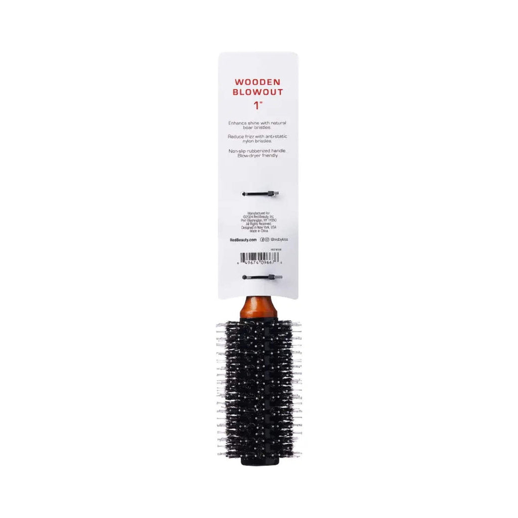Red by Kiss Wooden Round Blowout Hairbrush, 100% Boar Bristles, Non-Slip Handle, Enhances Shine &amp; Reduces Frizz, Blow-Dryer Friendly (2 IN)
