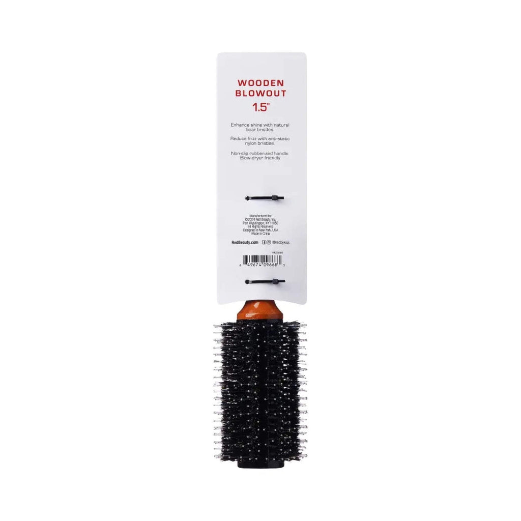 Red by Kiss Wooden Round Blowout Hairbrush, 100% Boar Bristles, Non-Slip Handle, Enhances Shine &amp; Reduces Frizz, Blow-Dryer Friendly (2 IN)