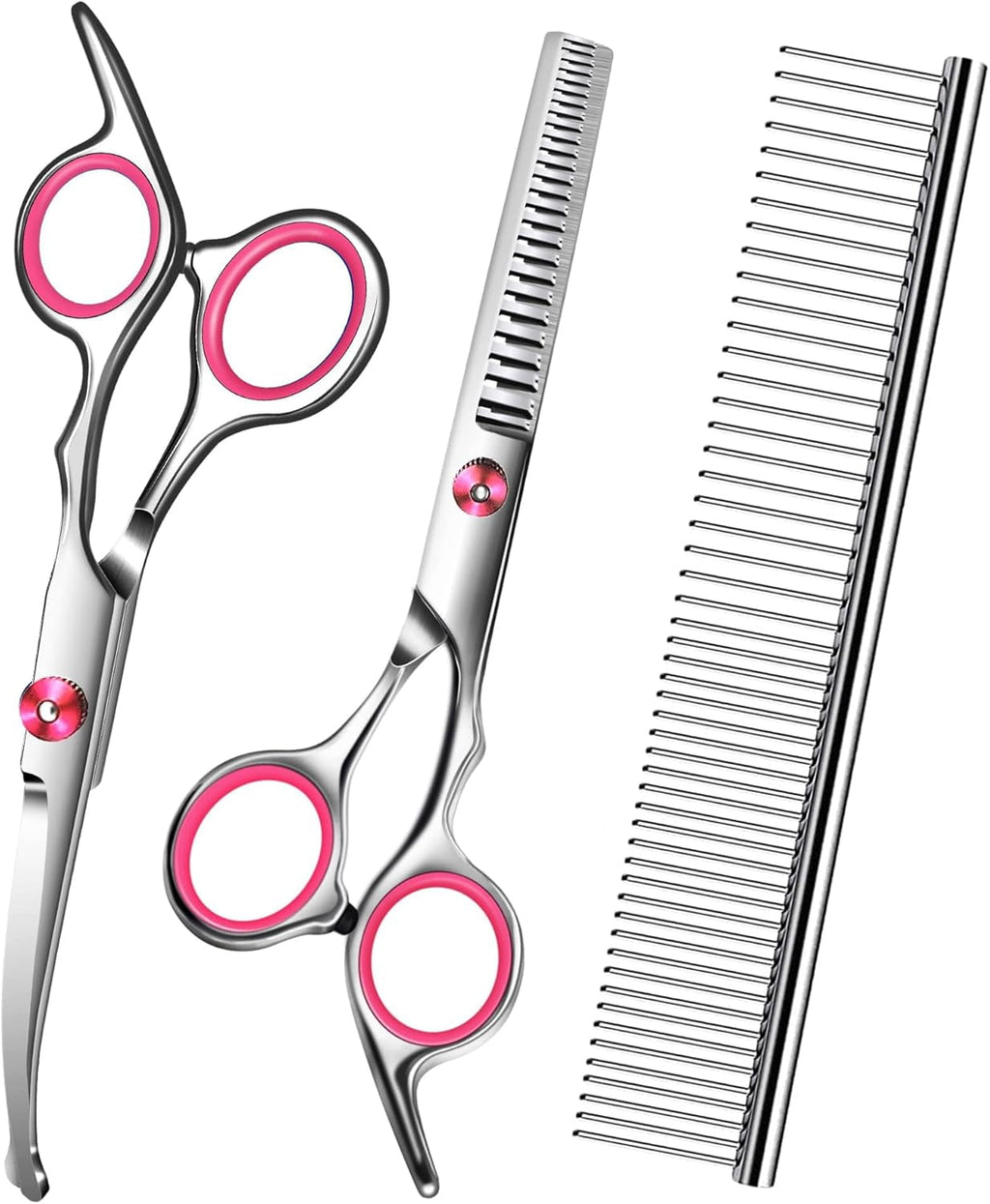 with Safety Round Tip,Pet  Kit, Shears for ,Incude Thinning,Curved  and Comb for dogs, cats.Suitable for The Right Hand