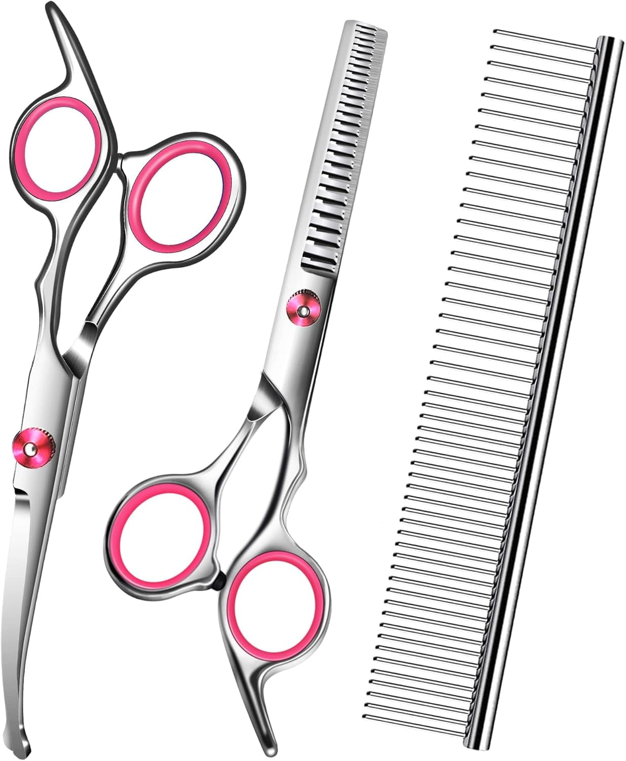 with Safety Round Tip,Pet  Kit, Shears for ,Incude Thinning,Curved  and Comb for dogs, cats.Suitable for The Right Hand