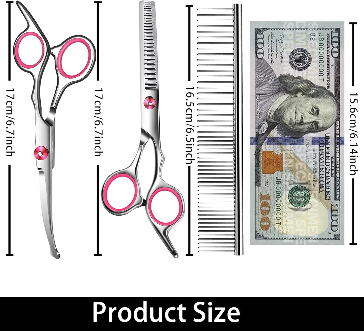 with Safety Round Tip,Pet  Kit, Shears for ,Incude Thinning,Curved  and Comb for dogs, cats.Suitable for The Right Hand