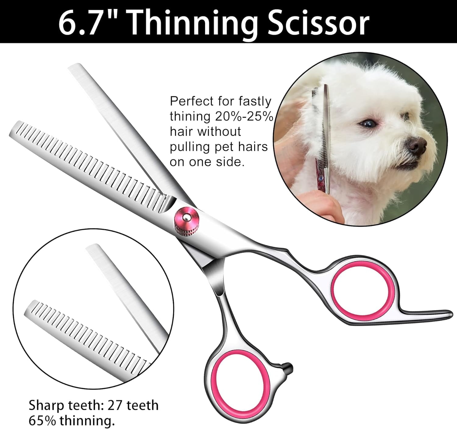 with Safety Round Tip,Pet  Kit, Shears for ,Incude Thinning,Curved  and Comb for dogs, cats.Suitable for The Right Hand