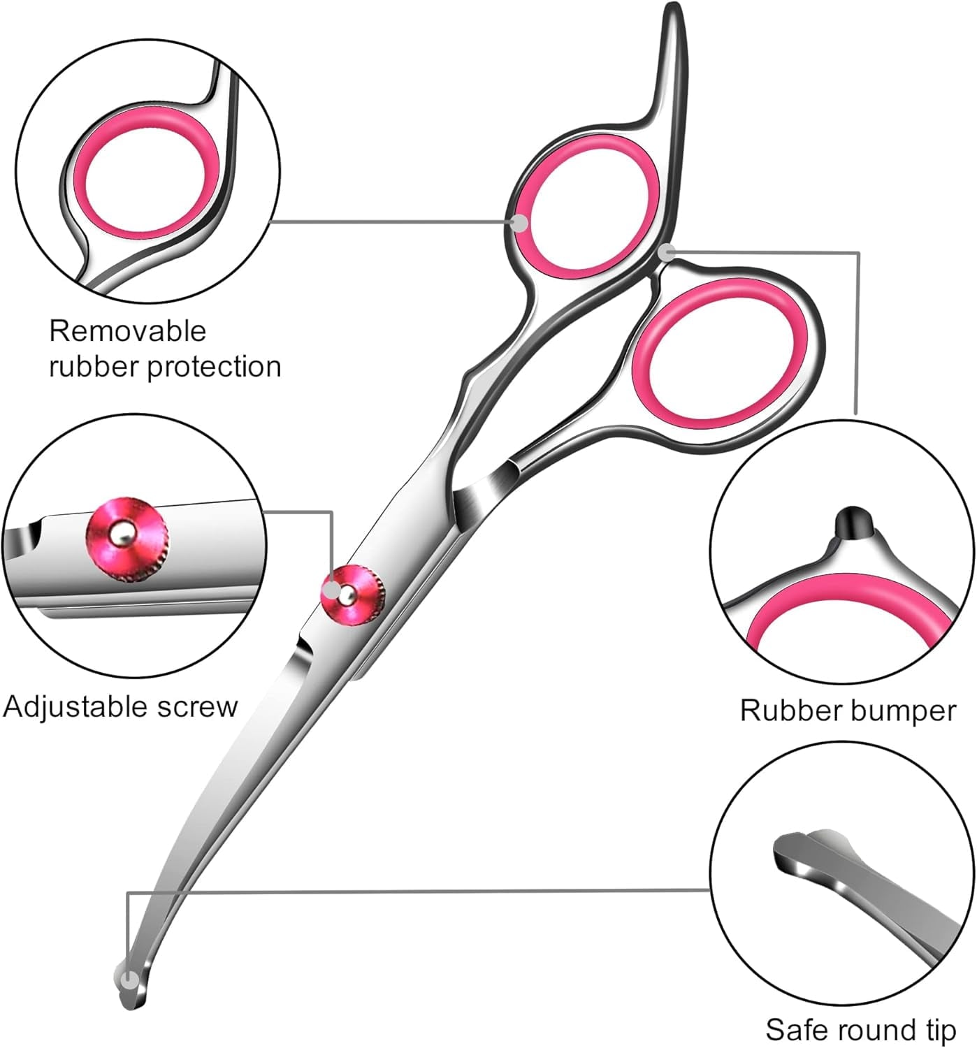with Safety Round Tip,Pet  Kit, Shears for ,Incude Thinning,Curved  and Comb for dogs, cats.Suitable for The Right Hand