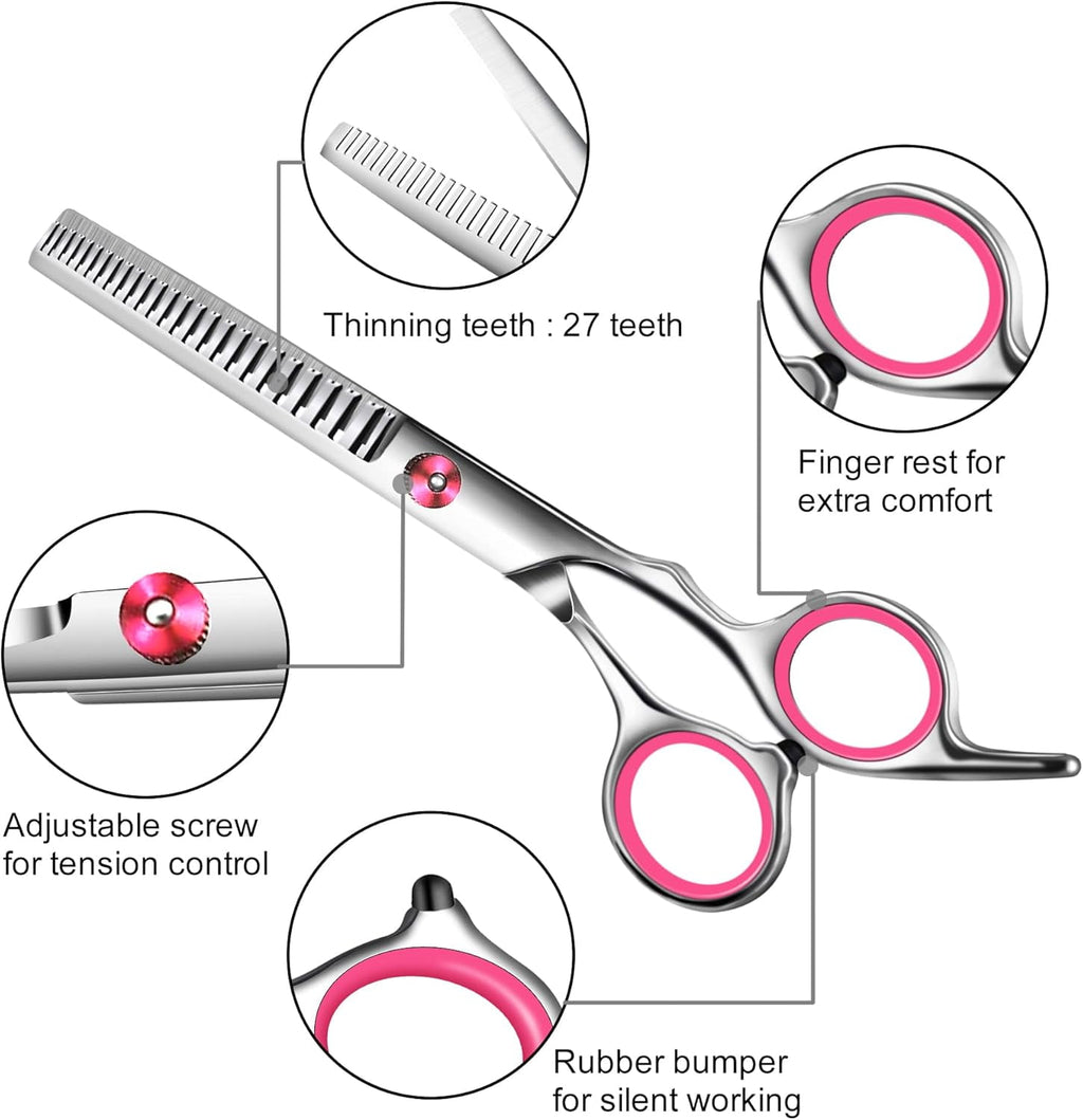 with Safety Round Tip,Pet  Kit, Shears for ,Incude Thinning,Curved  and Comb for dogs, cats.Suitable for The Right Hand