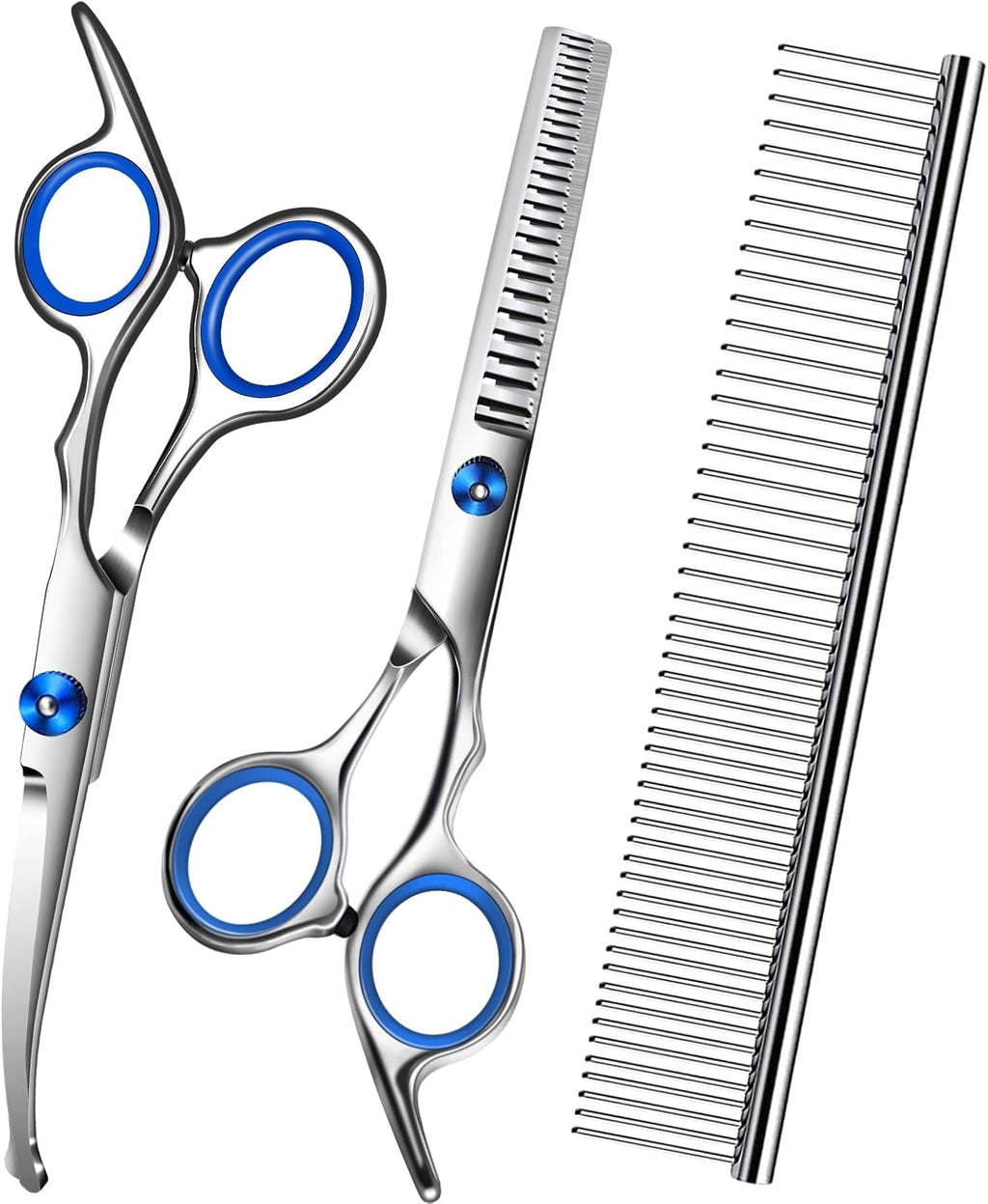 with Safety Round Tip,Pet  Kit, Shears for ,Incude Thinning,Curved  and Comb for dogs, cats.Suitable for The Right Hand