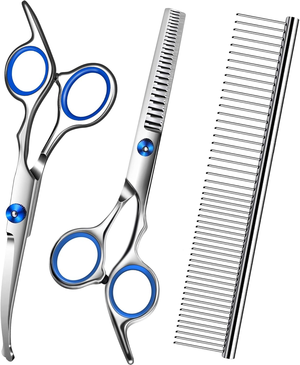with Safety Round Tip,Pet  Kit, Shears for ,Incude Thinning,Curved  and Comb for dogs, cats.Suitable for The Right Hand