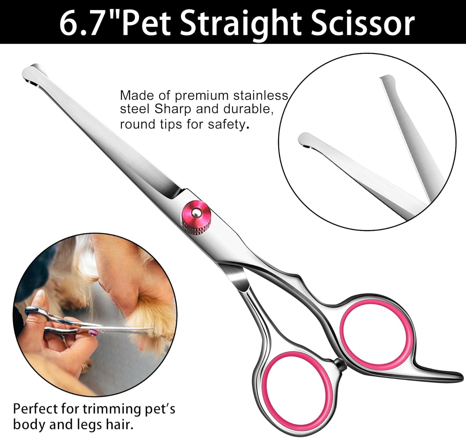 with Safety Round Tip,Pet  Kit, Shears for ,Incude Thinning,Curved  and Comb for dogs, cats.Suitable for The Right Hand