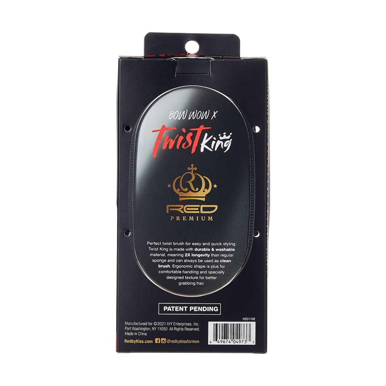 RED by Kiss Premium Bow Wow X Twist King Brush for Black Men Afro 4C Curl Hair, Durable Washable  Sponge Racket for Barbers and Daily Use, Ideal for Curly, Coiled, 4C Hair