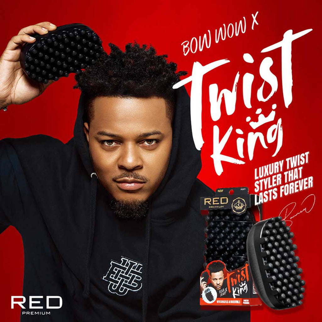 RED by Kiss Premium Bow Wow X Twist King Brush for Black Men Afro 4C Curl Hair, Durable Washable  Sponge Racket for Barbers and Daily Use, Ideal for Curly, Coiled, 4C Hair
