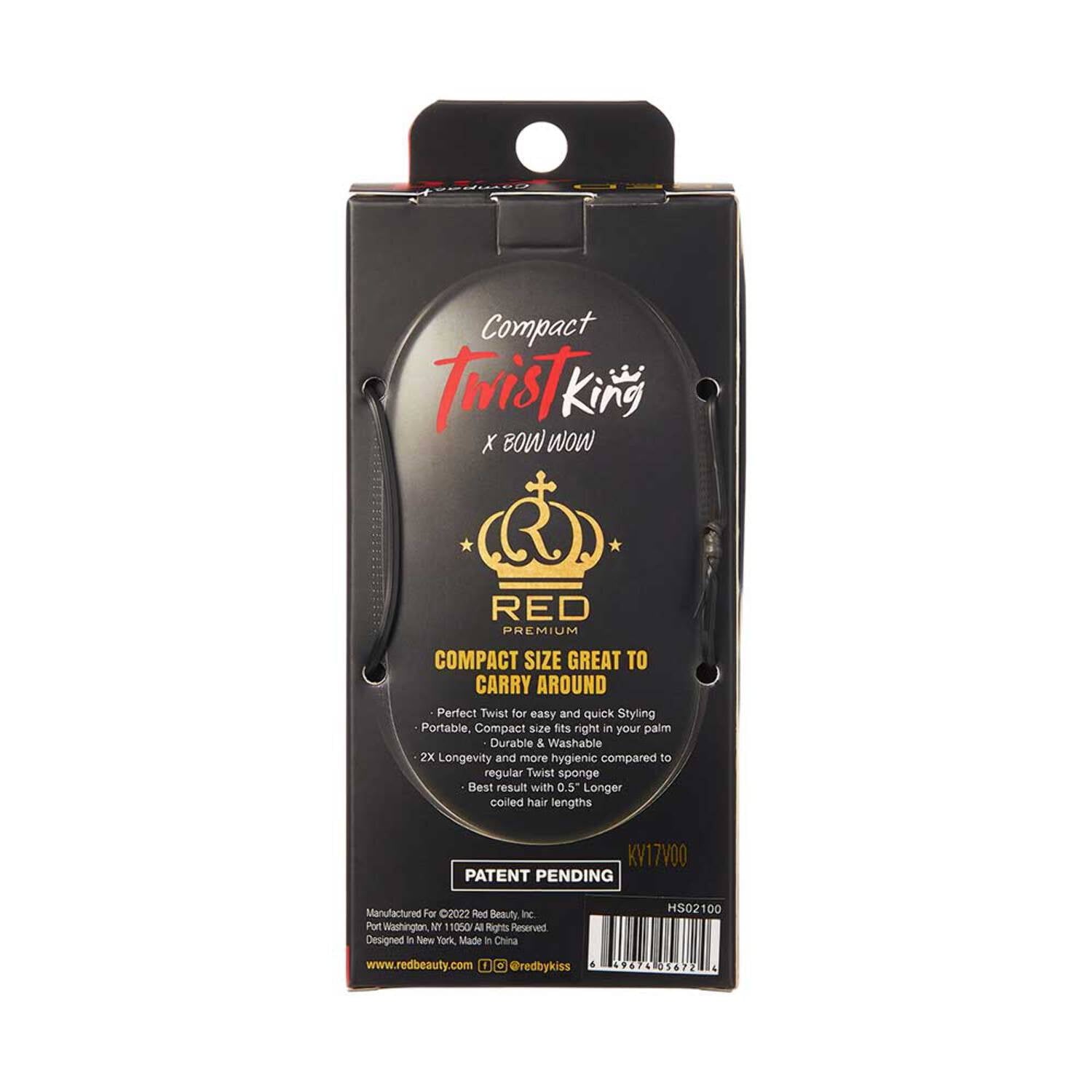 RED by Kiss Premium Bow Wow X Twist King Brush for Black Men Afro 4C Curl Hair, Durable Washable  Sponge Racket for Barbers and Daily Use, Ideal for Curly, Coiled, 4C Hair