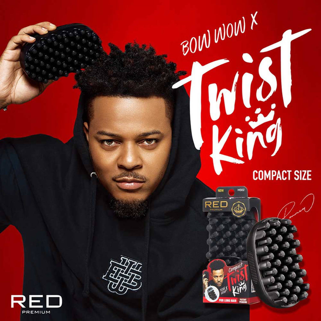 RED by Kiss Premium Bow Wow X Twist King Brush for Black Men Afro 4C Curl Hair, Durable Washable  Sponge Racket for Barbers and Daily Use, Ideal for Curly, Coiled, 4C Hair