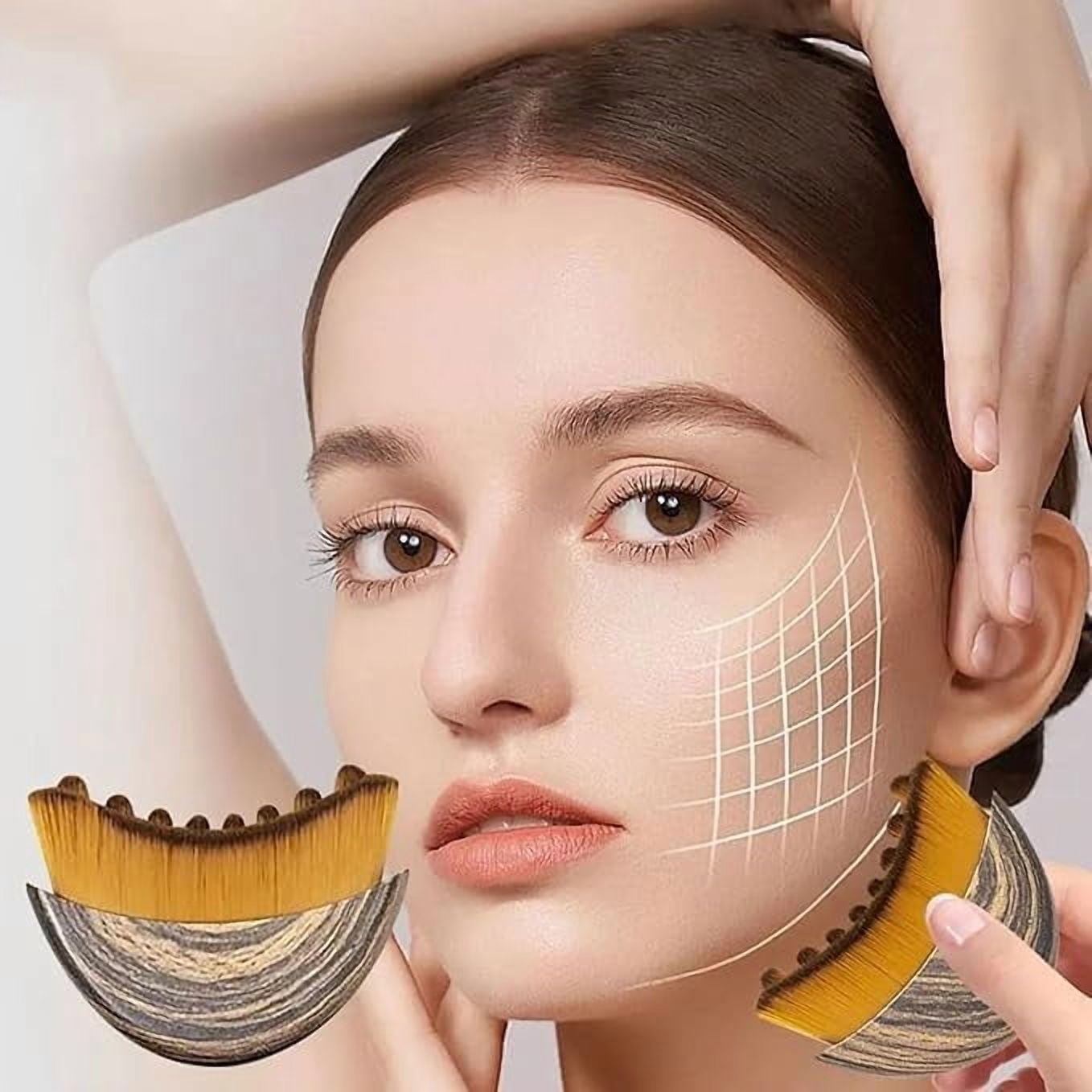 2PCS Lymphatic Contour Face Brush for Drainage, Gua Sha Facial Massage Tool for Sculpting