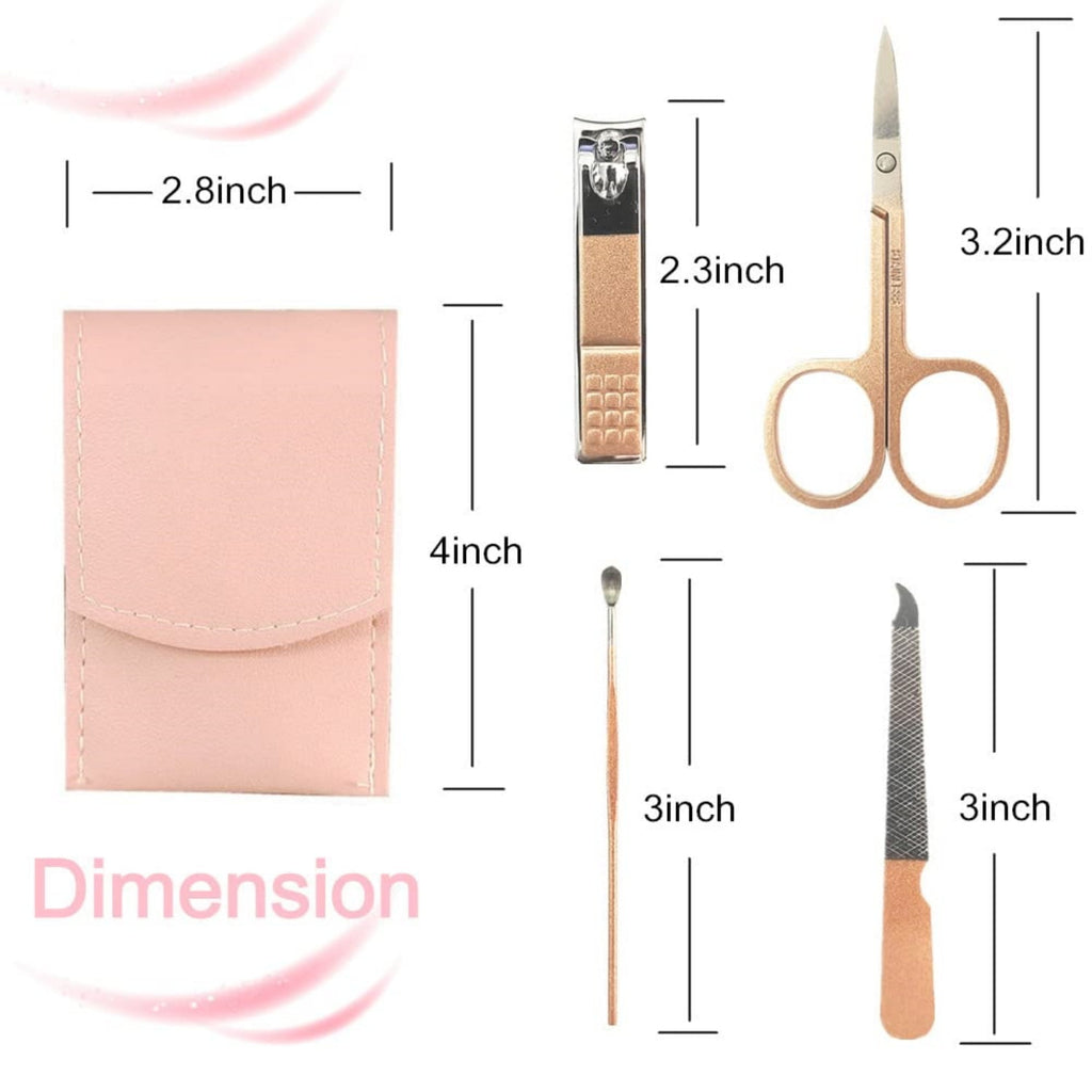 Manicure Set, Professional Women Nail Clippers Kit 4PCS， Stainless Steel Nail Cutter Care Tools Professional Grooming Kits, PU Leather Travel Case