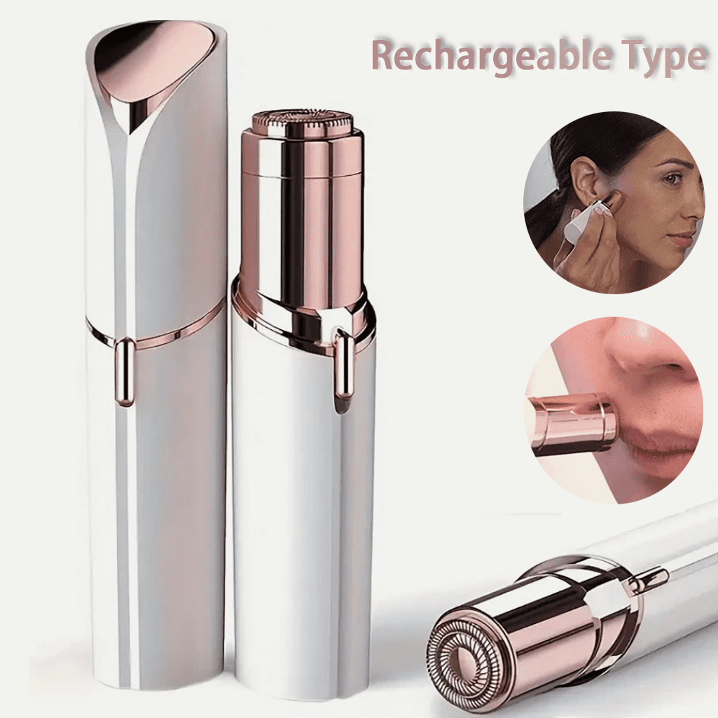 1PC Painless Facial Hair Remover for Women - Rechargeable Eyebrow &amp; Upper Lip Epilator Trimmer Shaver - Smooth Skin Hair Removal Device for Face &amp; Body. (White)