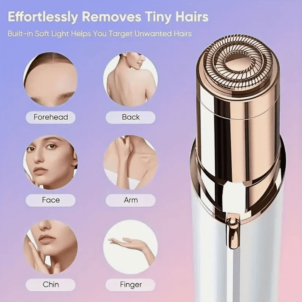 1PC Painless Facial Hair Remover for Women - Rechargeable Eyebrow &amp; Upper Lip Epilator Trimmer Shaver - Smooth Skin Hair Removal Device for Face &amp; Body. (White)