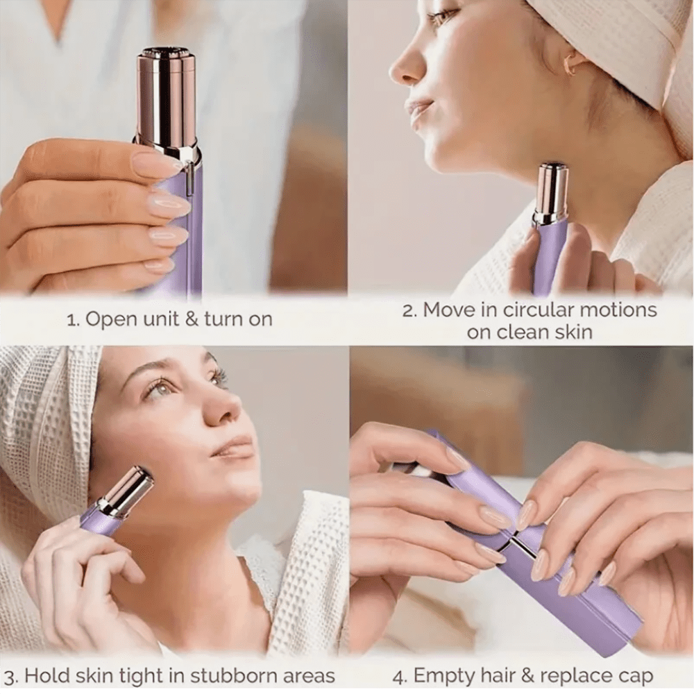 1PC Painless Facial Hair Remover for Women - Rechargeable Eyebrow &amp; Upper Lip Epilator Trimmer Shaver - Smooth Skin Hair Removal Device for Face &amp; Body. (White)