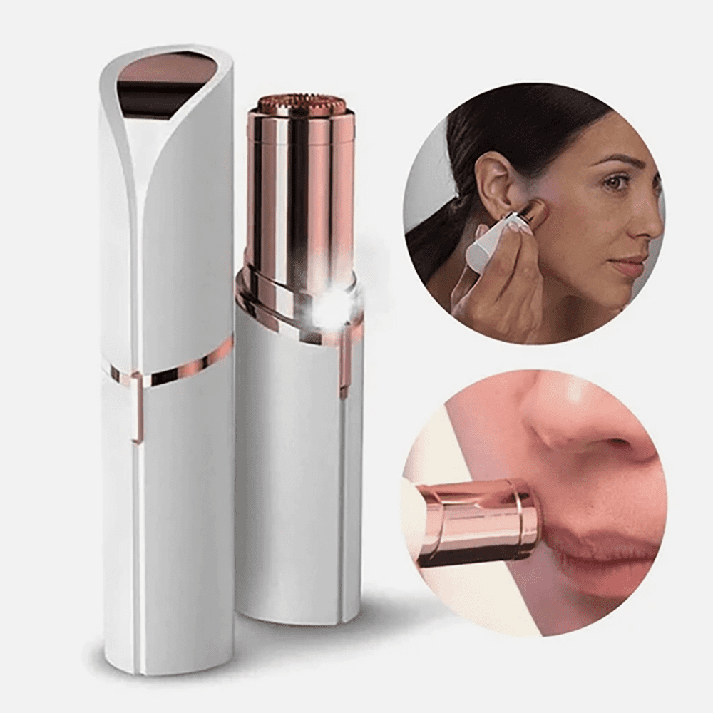 1PC Painless Facial Hair Remover for Women - Rechargeable Eyebrow &amp; Upper Lip Epilator Trimmer Shaver - Smooth Skin Hair Removal Device for Face &amp; Body. (White)