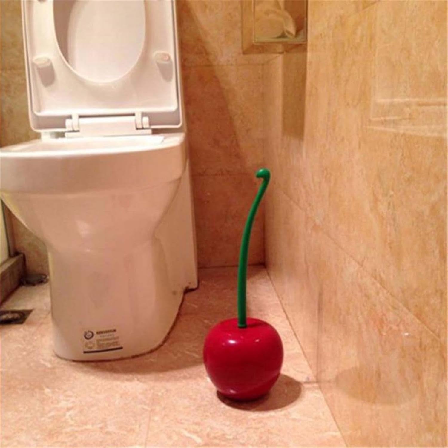 Cherry Toilet Bowl Brush, Cherry Shaped Toilet Brush and Holder Set, F-Ree Standing Toilet Brush, Long Handle Toilet Cleaner Brush for Home Bathroom, Household Bathroom Cleaning Tool