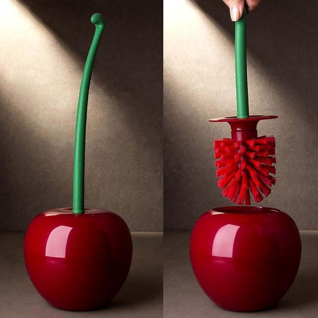 Cherry Toilet Bowl Brush, Cherry Shaped Toilet Brush and Holder Set, F-Ree Standing Toilet Brush, Long Handle Toilet Cleaner Brush for Home Bathroom, Household Bathroom Cleaning Tool