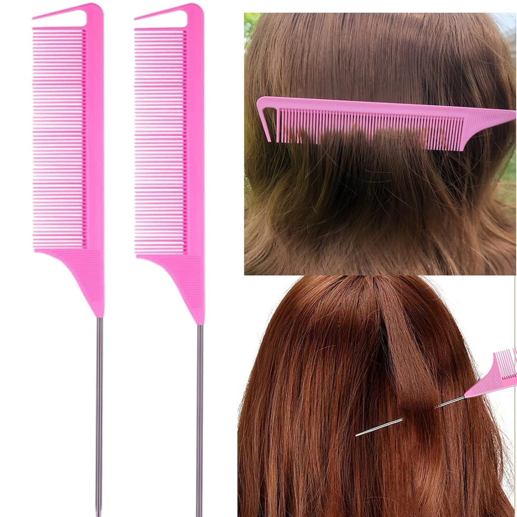 Hair styling comb set: five-piece set, three-piece set, pointed comb, selective dyeing comb, three-row detangling comb, eyebrow brush, fine hair brush, hair pulling needle.