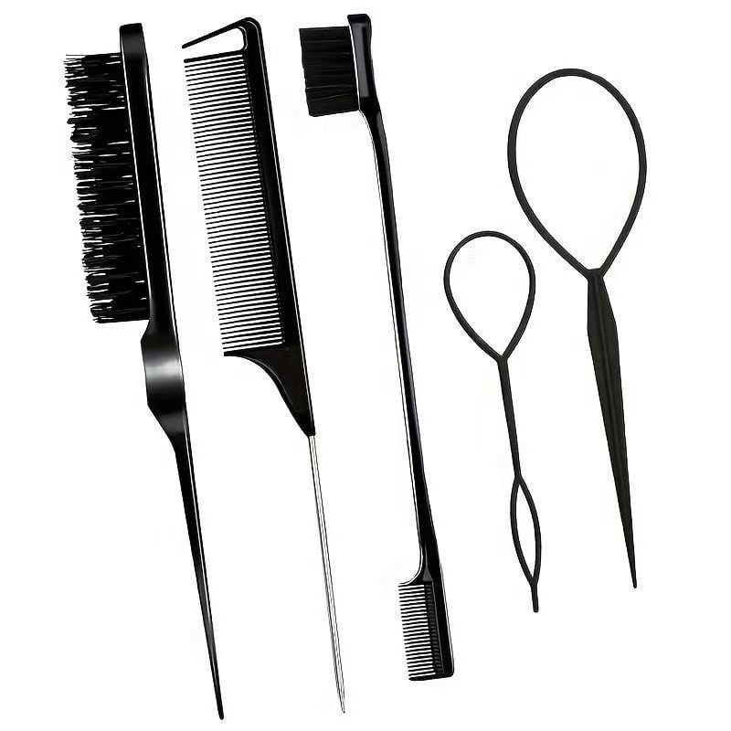 Hair styling comb set: five-piece set, three-piece set, pointed comb, selective dyeing comb, three-row detangling comb, eyebrow brush, fine hair brush, hair pulling needle.