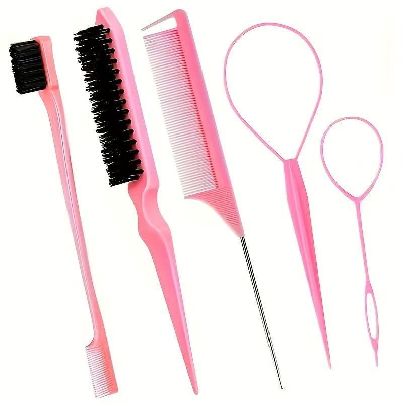 Hair styling comb set: five-piece set, three-piece set, pointed comb, selective dyeing comb, three-row detangling comb, eyebrow brush, fine hair brush, hair pulling needle.