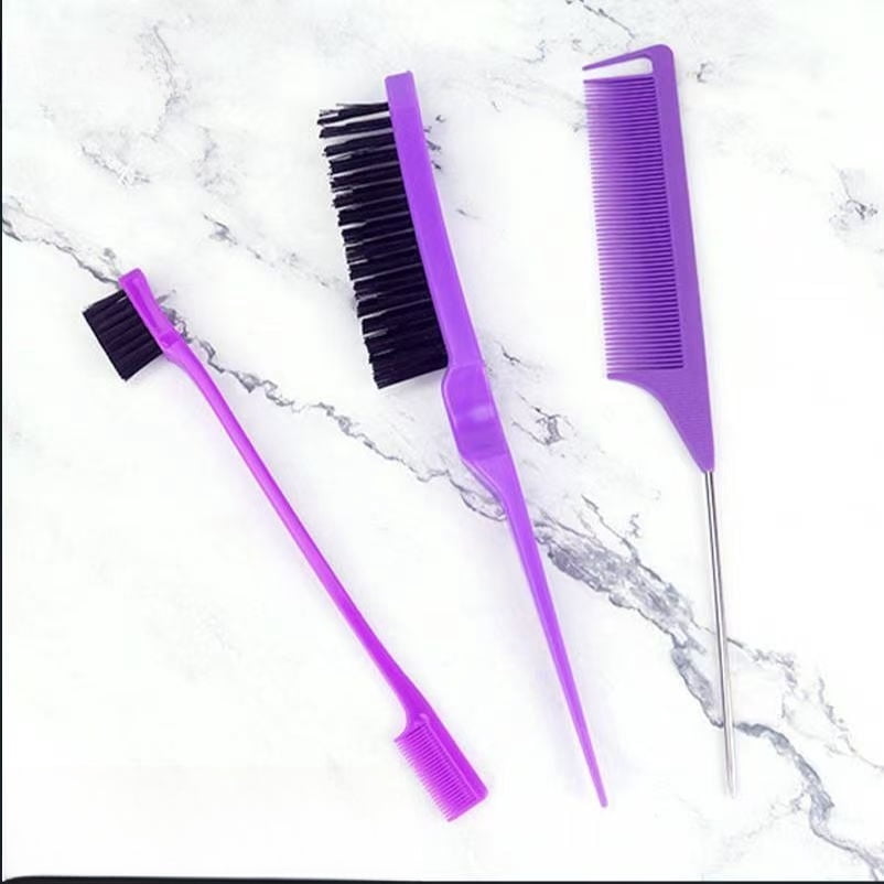Hair styling comb set: five-piece set, three-piece set, pointed comb, selective dyeing comb, three-row detangling comb, eyebrow brush, fine hair brush, hair pulling needle.