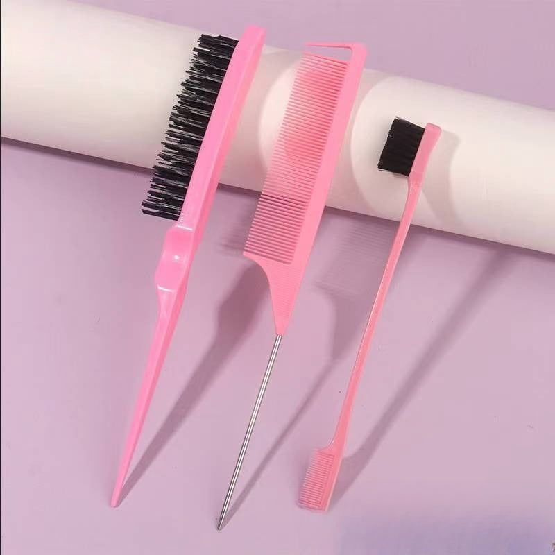 Hair styling comb set: five-piece set, three-piece set, pointed comb, selective dyeing comb, three-row detangling comb, eyebrow brush, fine hair brush, hair pulling needle.