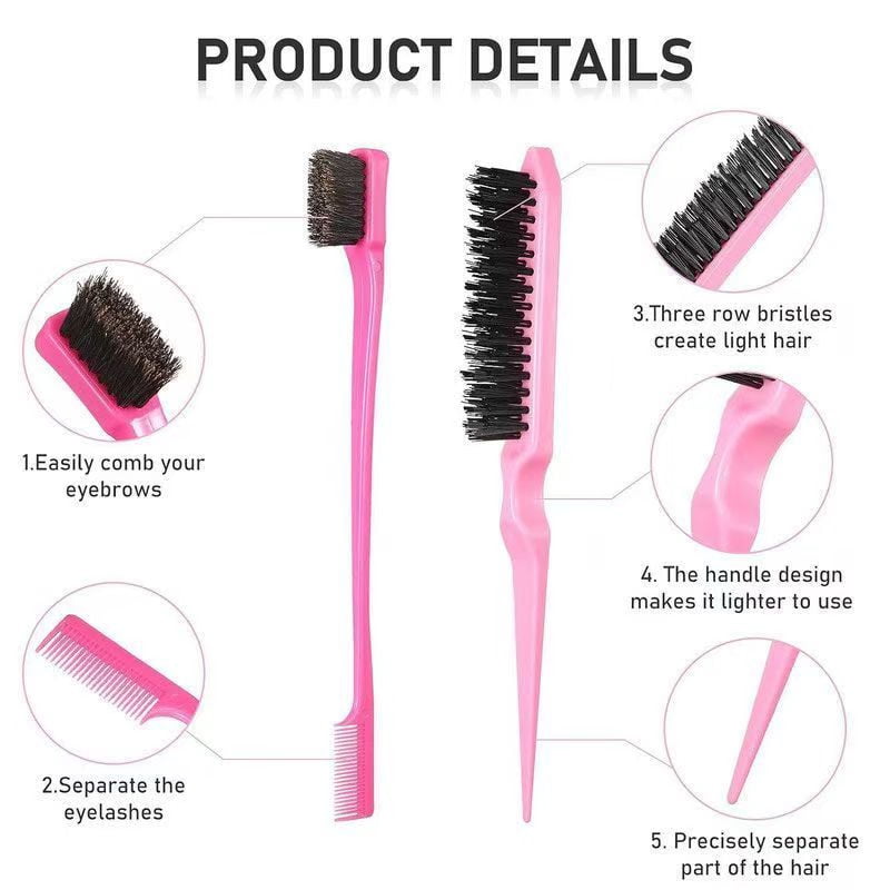 Hair styling comb set: five-piece set, three-piece set, pointed comb, selective dyeing comb, three-row detangling comb, eyebrow brush, fine hair brush, hair pulling needle.
