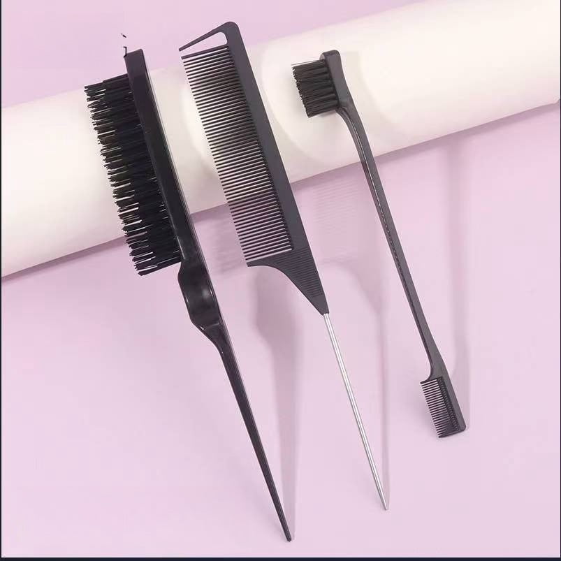 Hair styling comb set: five-piece set, three-piece set, pointed comb, selective dyeing comb, three-row detangling comb, eyebrow brush, fine hair brush, hair pulling needle.