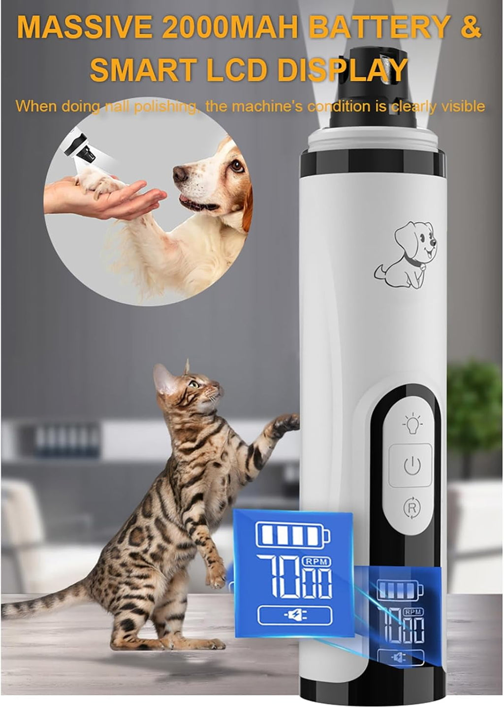 2026 Upgrade Silent Groom Pro Nail Grinder,Silent Groom Pro for Dogs,with LED Light &amp; 3 Speeds,2000mAh Battery,Quick USB Charge