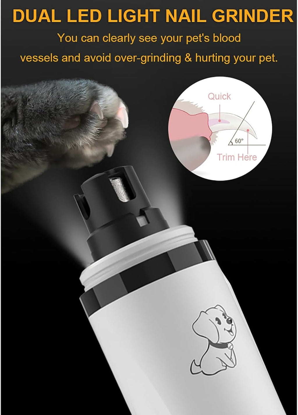 2026 Upgrade Silent Groom Pro Nail Grinder,Silent Groom Pro for Dogs,with LED Light &amp; 3 Speeds,2000mAh Battery,Quick USB Charge