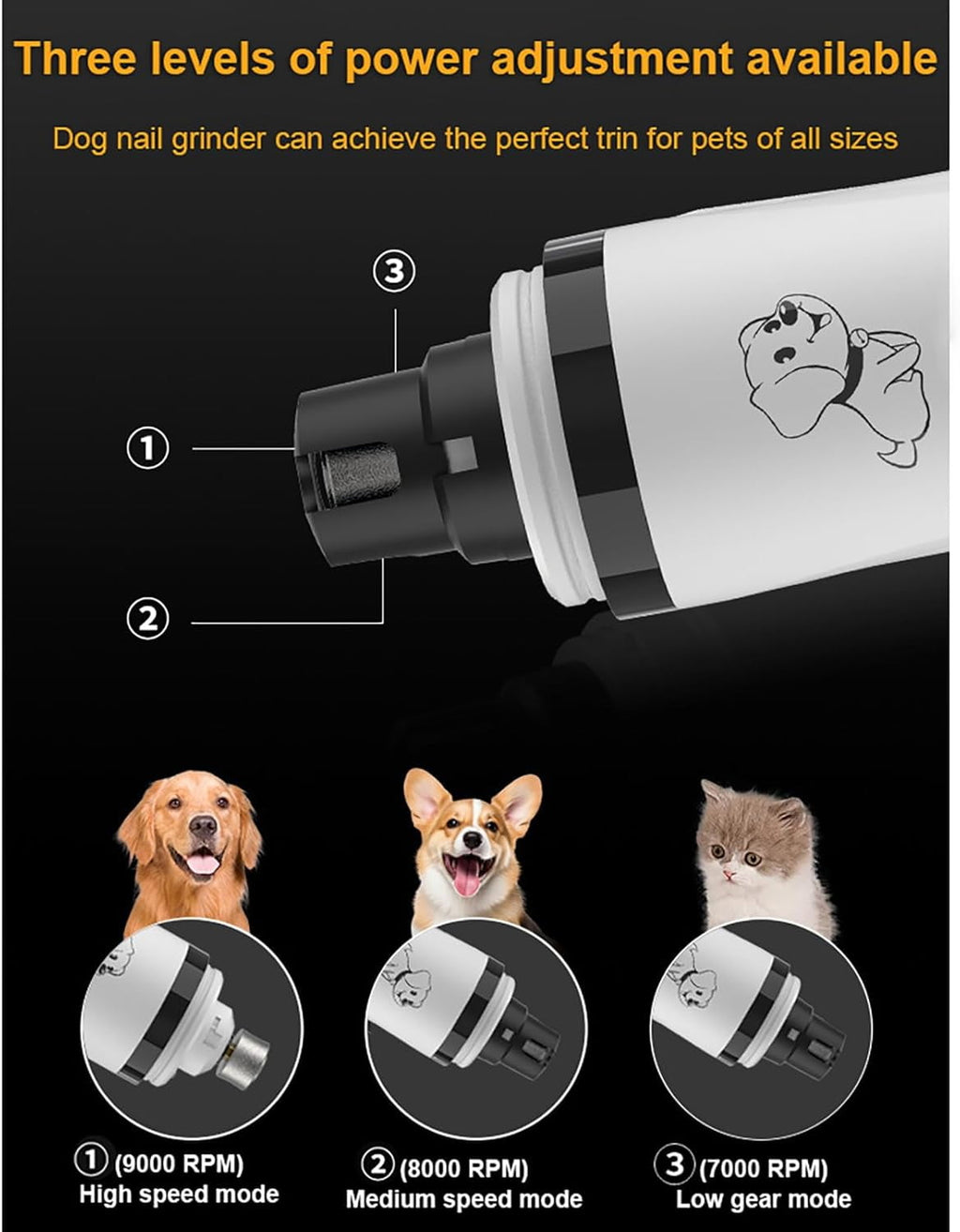 2026 Upgrade Silent Groom Pro Nail Grinder,Silent Groom Pro for Dogs,with LED Light &amp; 3 Speeds,2000mAh Battery,Quick USB Charge