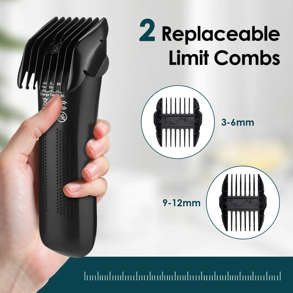 Professional Men's Body Hair Trimmer Kit, LED Digital Display Waterproof Rechargeable Electric Razor for Nose Ear Face Beard Private Parts, Cordless Grooming Tool with Ceramic Blade Type-C Charging
