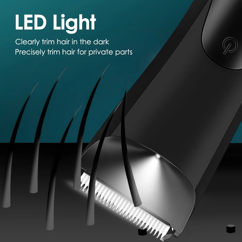 Professional Men's Body Hair Trimmer Kit, LED Digital Display Waterproof Rechargeable Electric Razor for Nose Ear Face Beard Private Parts, Cordless Grooming Tool with Ceramic Blade Type-C Charging
