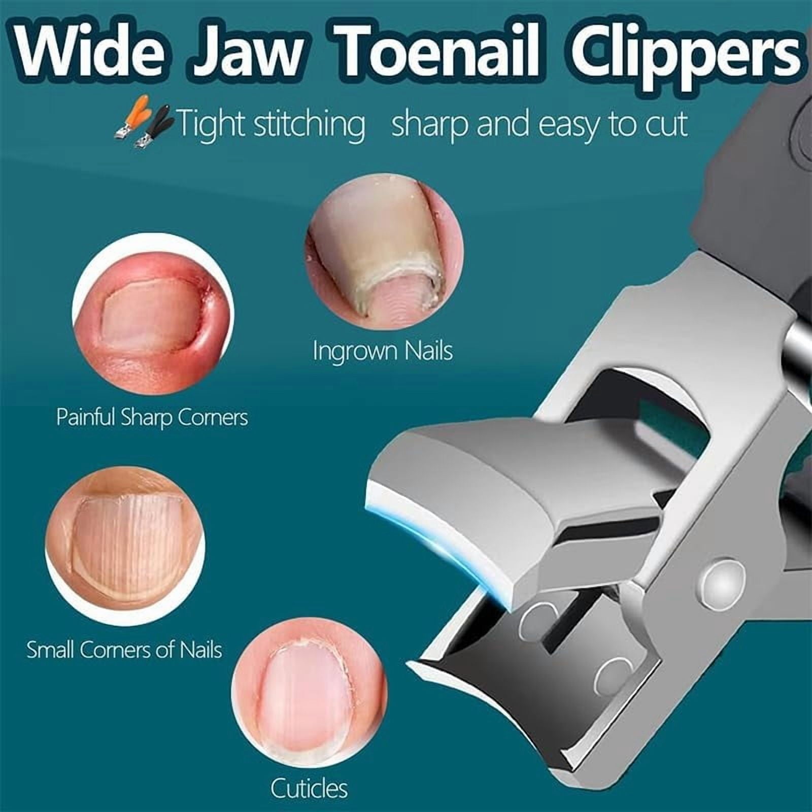 2PCS Wide Jaw Opening Anti-Splash Slanted Nail Clipper, Angled Nail Clippers for Thick Toenails, Curved Toenail Clippers, ingrown toenail Clippers for Women and Men (Black + Orange)